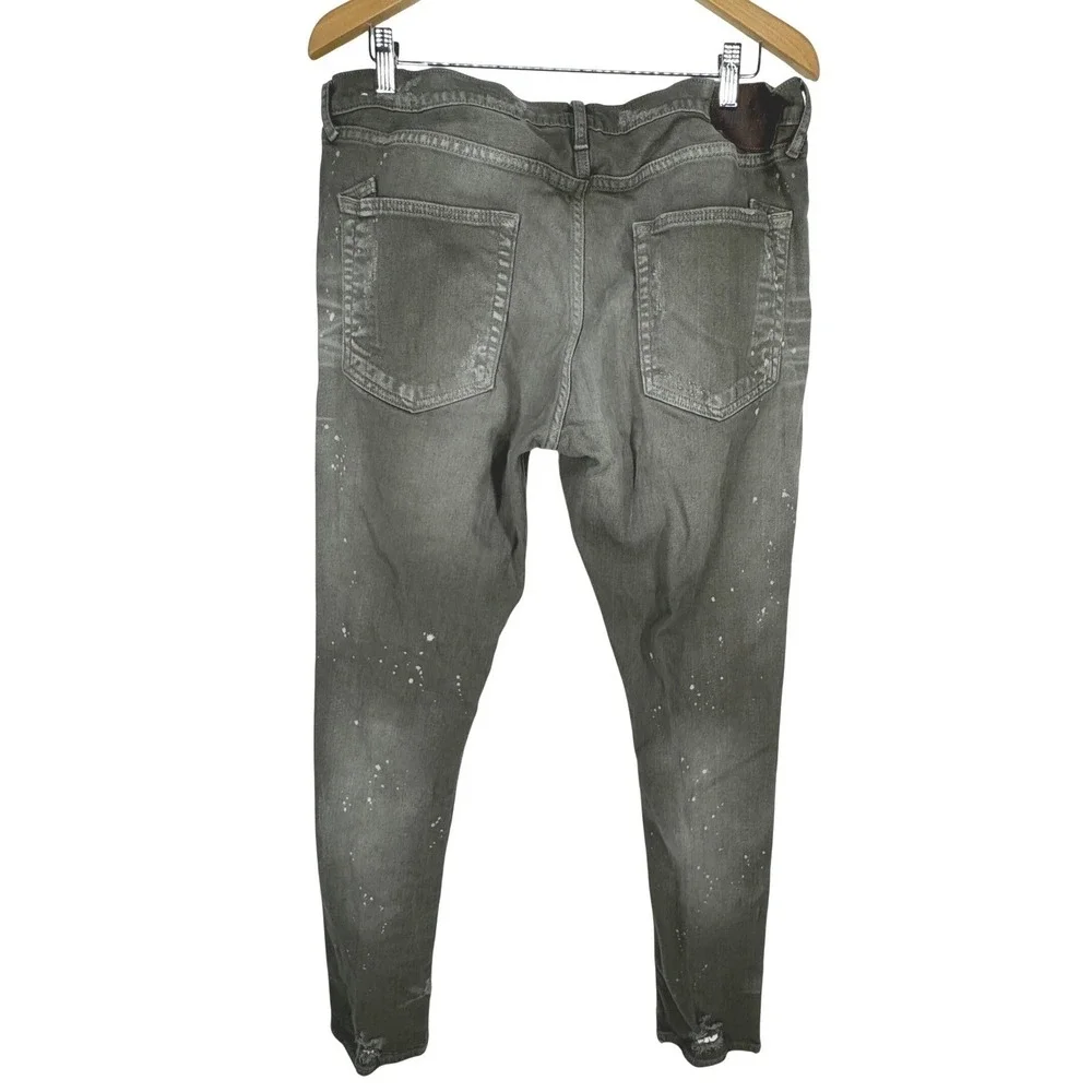 PRPS Goods & Co Mens Windsor Fit Distressed Gray Paint Splatter Slim Jeans 38‎